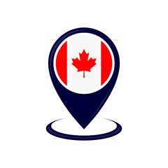 Location icon with Canada flag isolated. Canada flag and map pointer icon. vector illustration