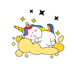 kawaii cartoon unicorn illustration hand drawn