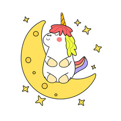 kawaii cartoon unicorn illustration hand drawn
