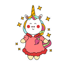 kawaii cartoon unicorn illustration hand drawn