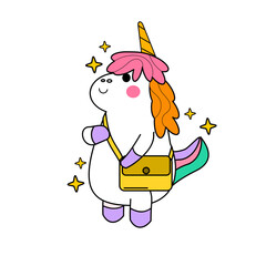 kawaii cartoon unicorn illustration hand drawn