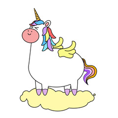 kawaii cartoon unicorn illustration hand drawn