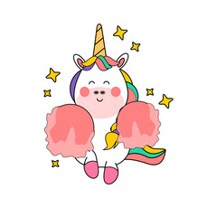 kawaii cartoon unicorn illustration hand drawn