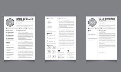 Clean and Professional Resume CV Templates and Cover Letter Layouts with  Job Applications Resume design template