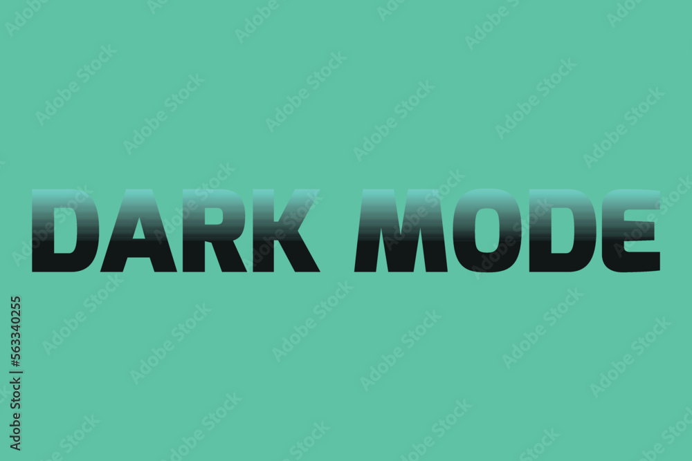 Poster dark mode text on blue background. black text dark mode text vector illustration.