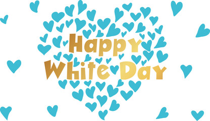 ホワイデーロゴ　手描き風のハートの集合体の背景