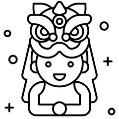 Lion dance dancer greeting icon, Lion dance related vector