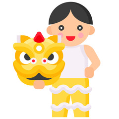 Lion dance dancer icon, Lion dance related vector