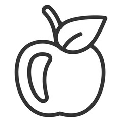 Apple with leaf - icon, illustration on white background, outline style