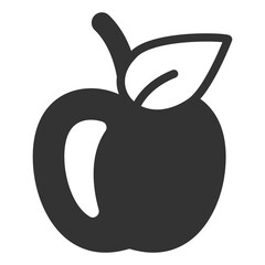 Apple with leaf - icon, illustration on white background, glyph style