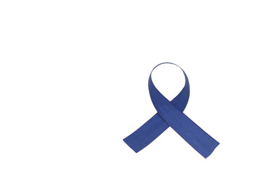 Dark Blue Ribbon isolated on white background ,March Colorectal