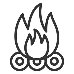 Wood burning fire - icon, illustration on white background, outline style