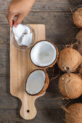 piece of coconut for made virgin oil cold pressed