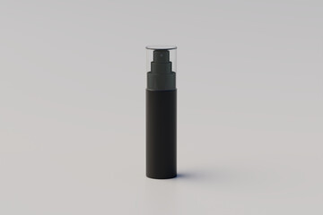 Black Plastic Spray Bottle Mockup. One Bottle. 3D Rendering