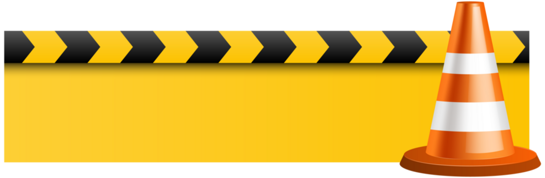 Blank under construction sign with traffic cone