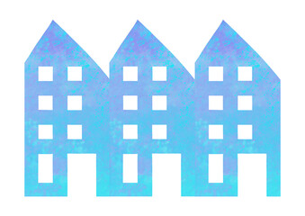 Digital watercolor illustration of houses