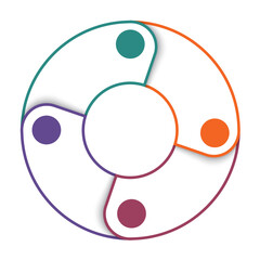 Template for infographics, colorfull pie chart from lines for 3 positions 
