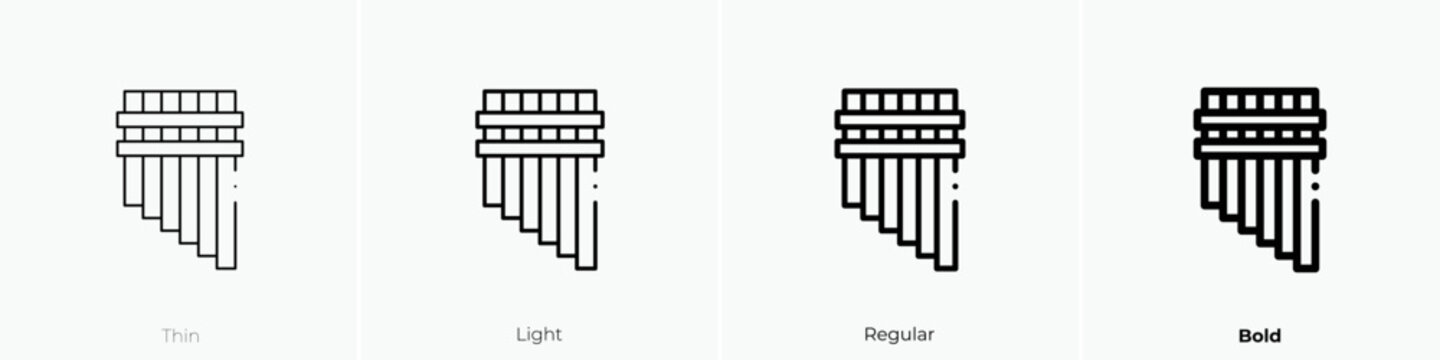 pan flute icon. Thin, Light Regular And Bold style design isolated on white background