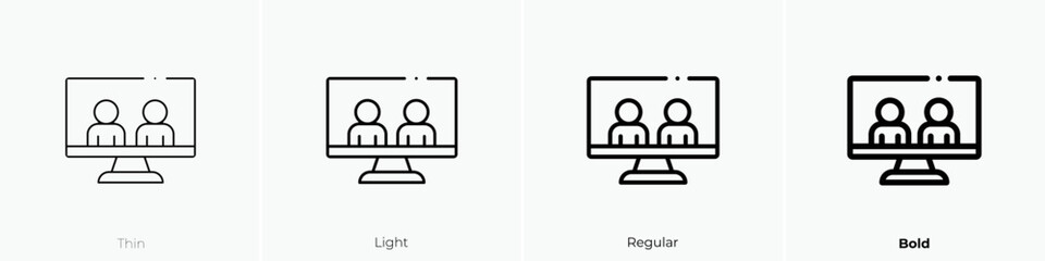 online class icon. Thin, Light Regular And Bold style design isolated on white background