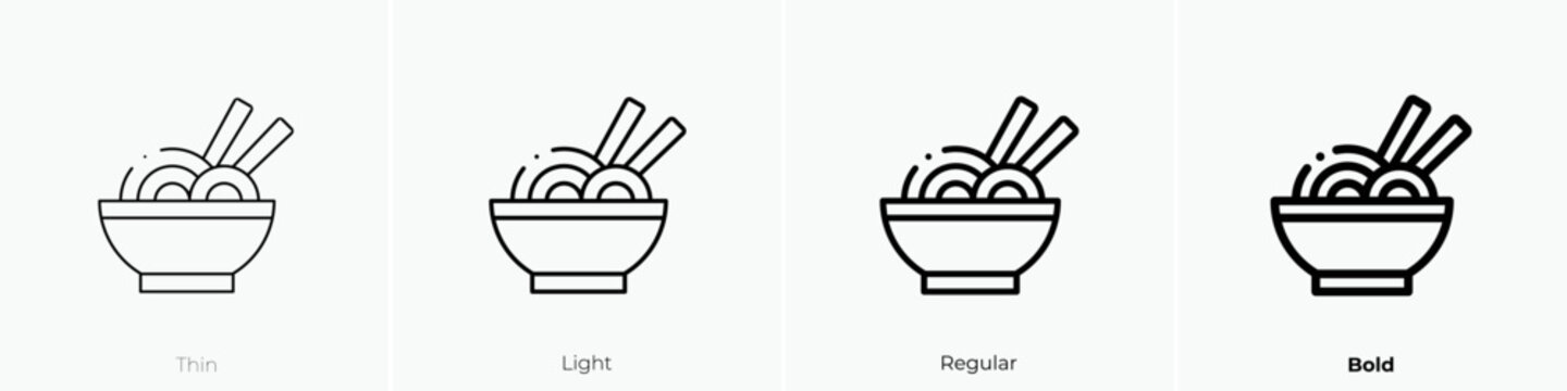noodles icon. Thin, Light Regular And Bold style design isolated on white background