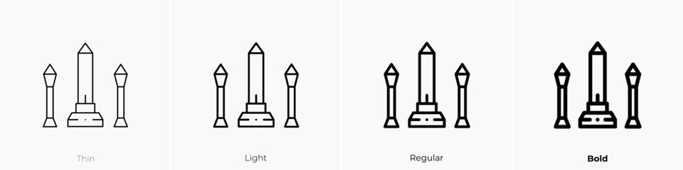 monument icon. Thin, Light Regular And Bold style design isolated on white background
