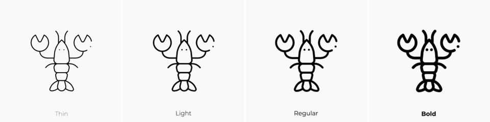 lobster icon. Thin, Light Regular And Bold style design isolated on white background
