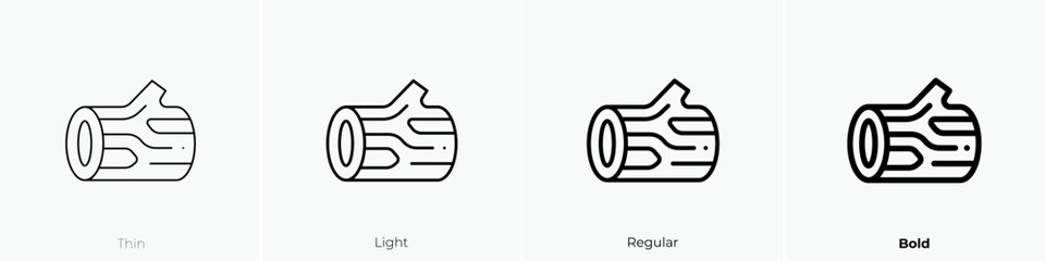 log icon. Thin, Light Regular And Bold style design isolated on white background