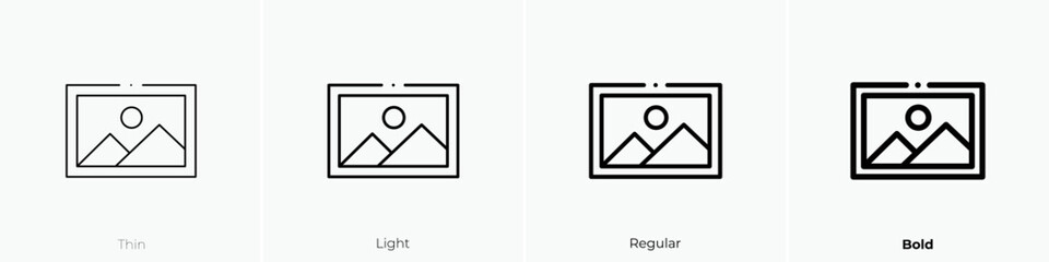 landscape mode icon. Thin, Light Regular And Bold style design isolated on white background