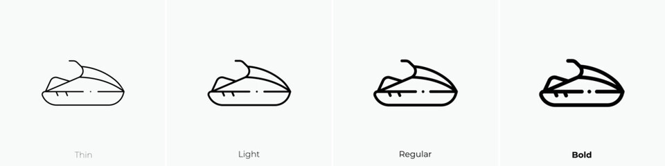jet ski icon. Thin, Light Regular And Bold style design isolated on white background