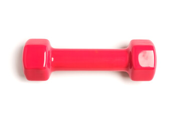 Pink or red dumbbells on a white background.