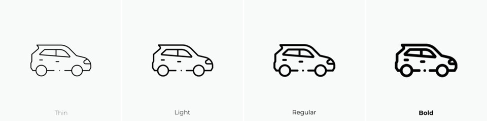 hatchback icon. Thin, Light Regular And Bold style design isolated on white background