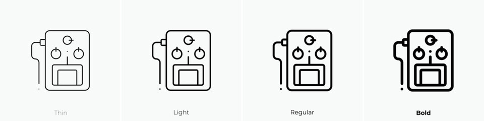 guitar pedal icon. Thin, Light Regular And Bold style design isolated on white background - obrazy, fototapety, plakaty