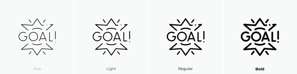 goal icon. Thin, Light Regular And Bold style design isolated on white background