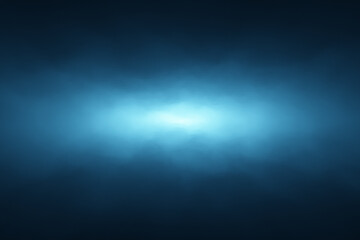 Realistic misty fog, blurred dark blue tunnel light copy space illustration background.