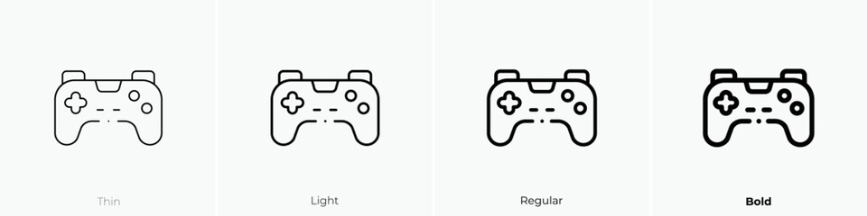 game controller icon. Thin, Light Regular And Bold style design isolated on white background
