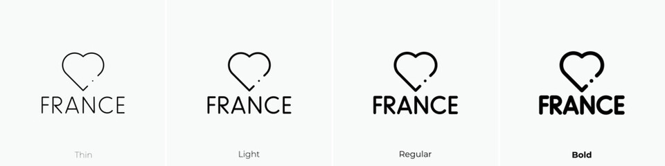 france icon. Thin, Light Regular And Bold style design isolated on white background