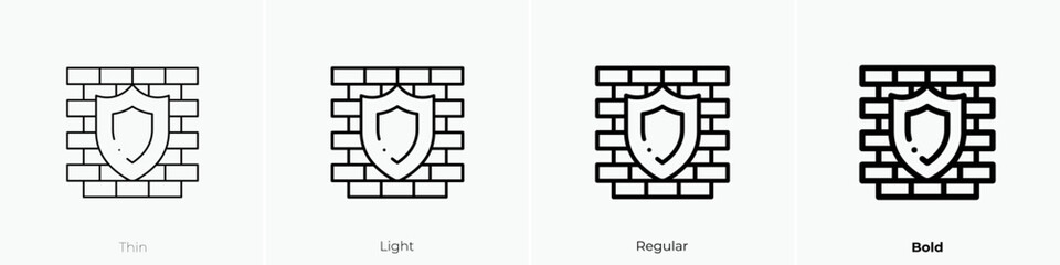 firewall icon. Thin, Light Regular And Bold style design isolated on white background