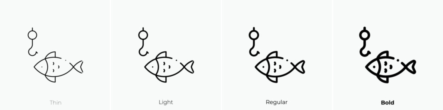 fishing icon. Thin, Light Regular And Bold style design isolated on white background