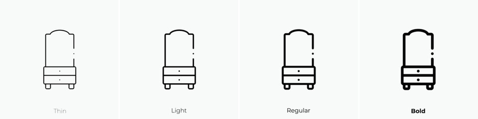 dresser icon. Thin, Light Regular And Bold style design isolated on white background