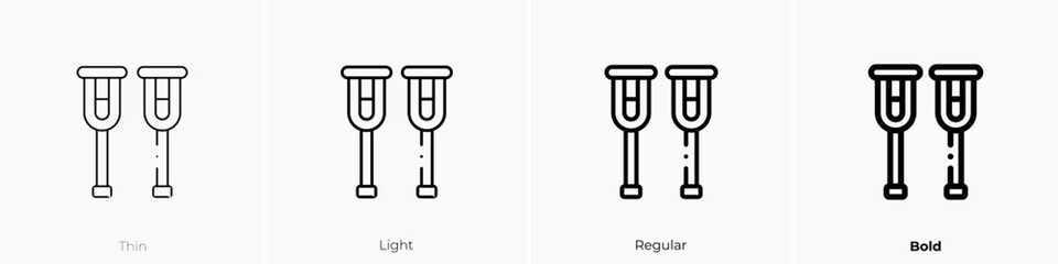 crutch icon. Thin, Light Regular And Bold style design isolated on white background