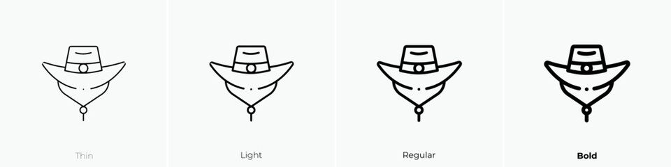 cowboy hat icon. Thin, Light Regular And Bold style design isolated on white background
