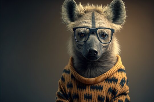  A Dog Wearing Glasses And A Sweater With A Sweater On It's Head And A Sweater On Its Neck, With A Dog Wearing Glasses On Top Of It's Head, And A Sweater.