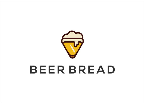 beer and bread bakery logo design vector template