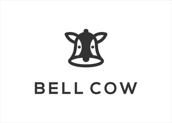 bell with cow head logo design template vector
