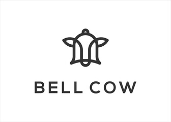 bell with cow head logo. cowbell design template vector