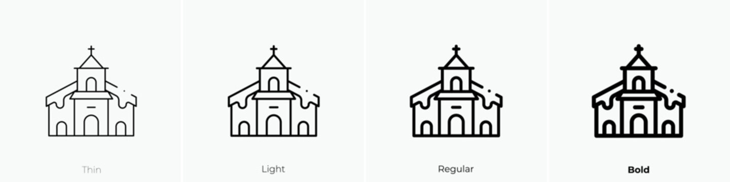 church icon. Thin, Light Regular And Bold style design isolated on white background