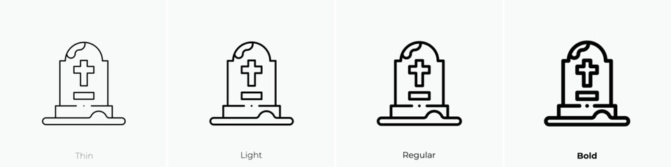 cemetery icon. Thin, Light Regular And Bold style design isolated on white background