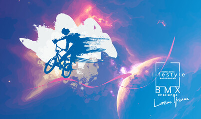 BMX rider on the abstract background, sport vector