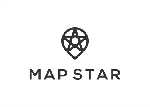 star map pin location logo concept vector