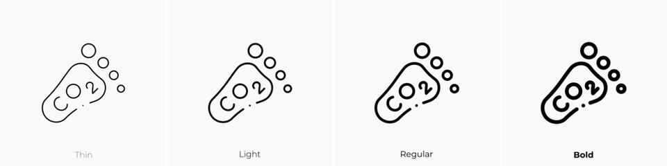 carbon footprint icon. Thin, Light Regular And Bold style design isolated on white background
